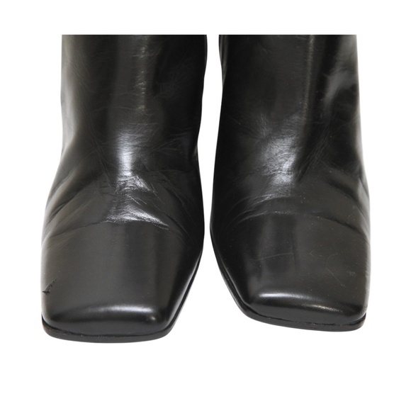 BALLIN Black Boots Leather Boot Zipper Square Toe Heels Sz 39 - Picture 6 of 14